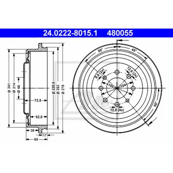 Tambour de frein ATE 24.0222-8015.1