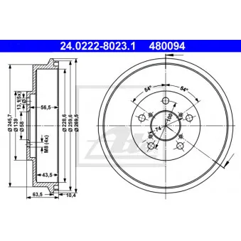 Tambour de frein ATE 24.0222-8023.1