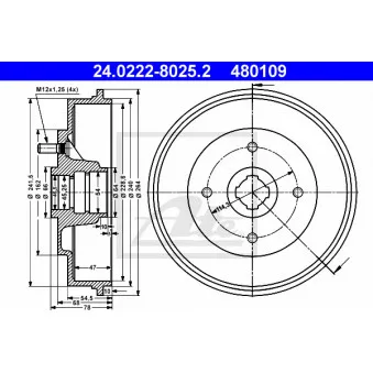 Tambour de frein ATE 24.0222-8025.2