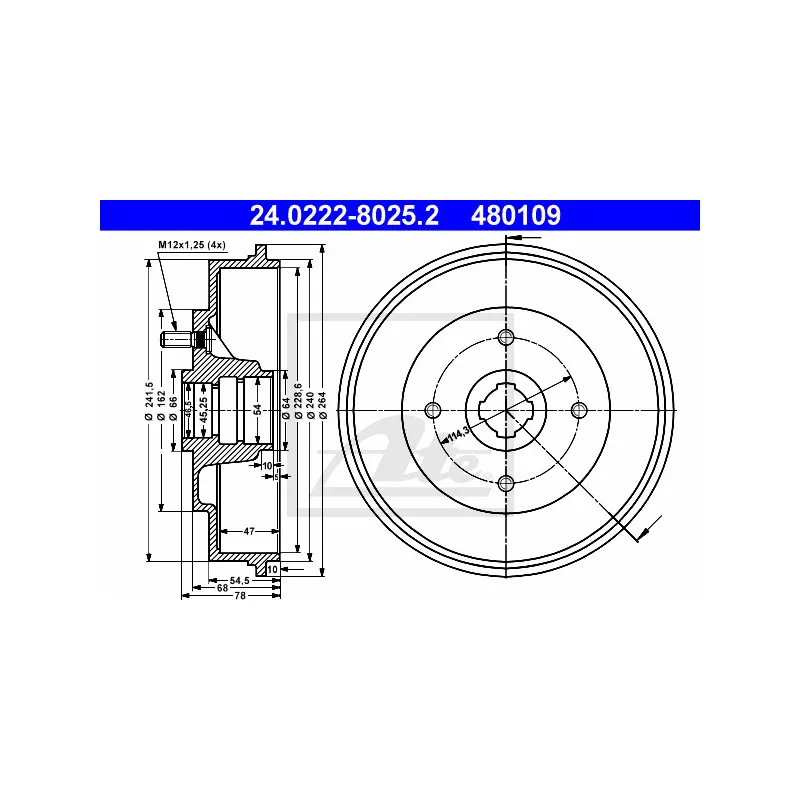 Tambour de frein ATE 24.0222-8025.2