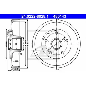 Tambour de frein ATE 24.0222-8028.1