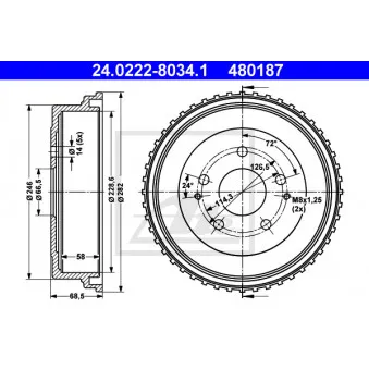 Tambour de frein ATE 24.0222-8034.1