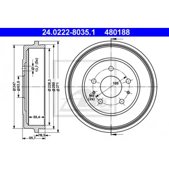 Tambour de frein ATE 24.0222-8035.1