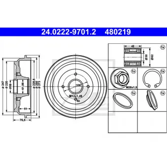 Tambour de frein ATE 24.0222-9701.2