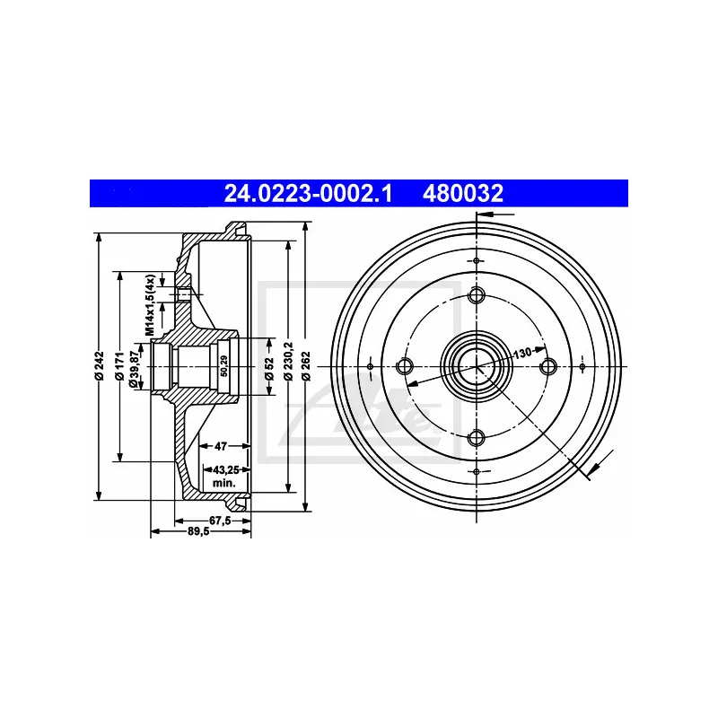 Tambour de frein ATE 24.0223-0002.1