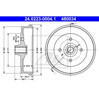 Tambour de frein ATE 24.0223-0004.1