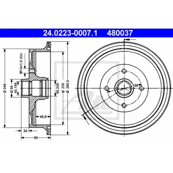 Tambour de frein ATE 24.0223-0007.1