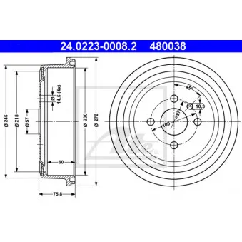 Tambour de frein ATE 24.0223-0008.2