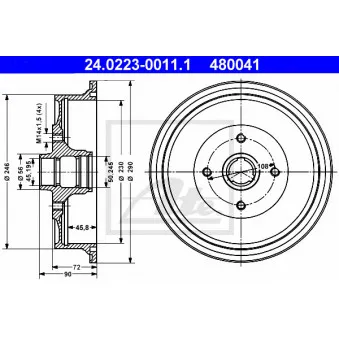 Tambour de frein ATE 24.0223-0011.1
