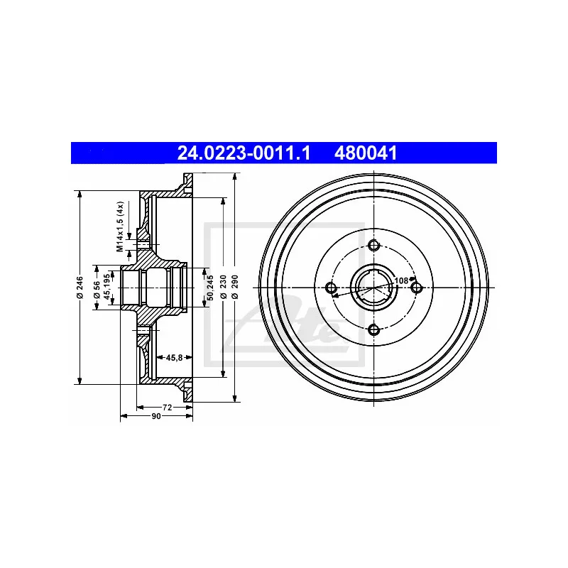 Tambour de frein ATE 24.0223-0011.1