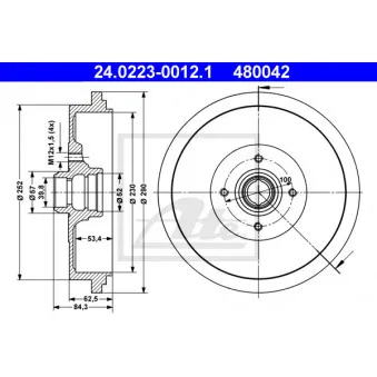 Tambour de frein ATE 24.0223-0012.1