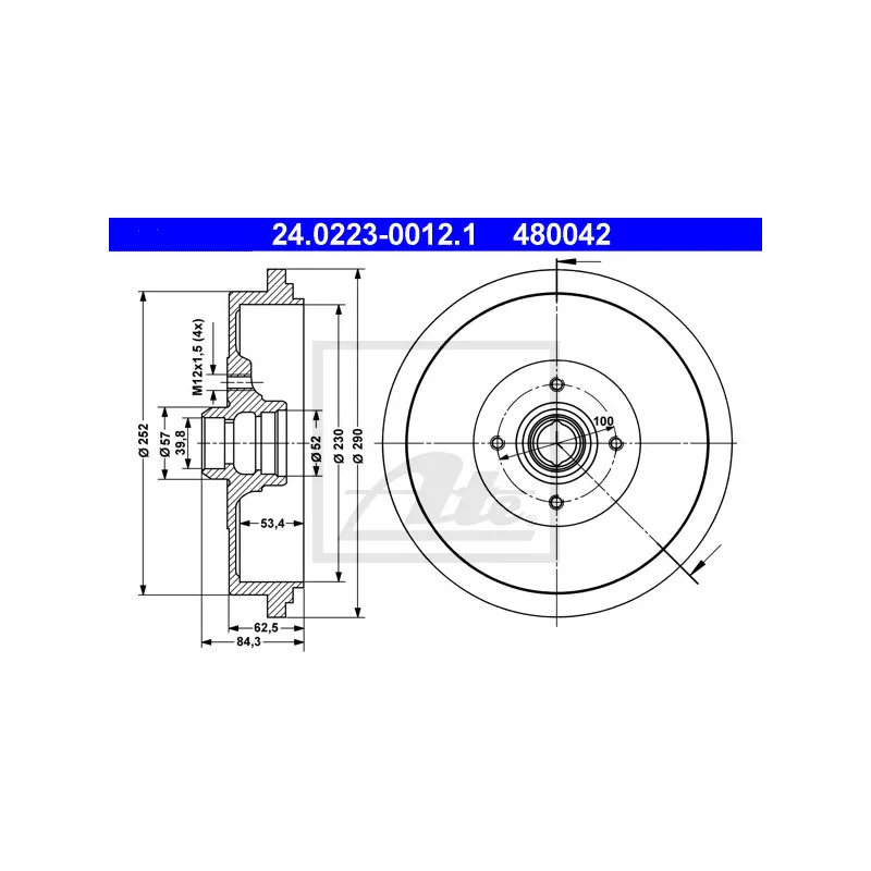 Tambour de frein ATE 24.0223-0012.1