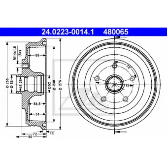 Tambour de frein ATE 24.0223-0014.1
