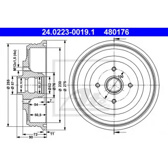 Tambour de frein ATE 24.0223-0019.1