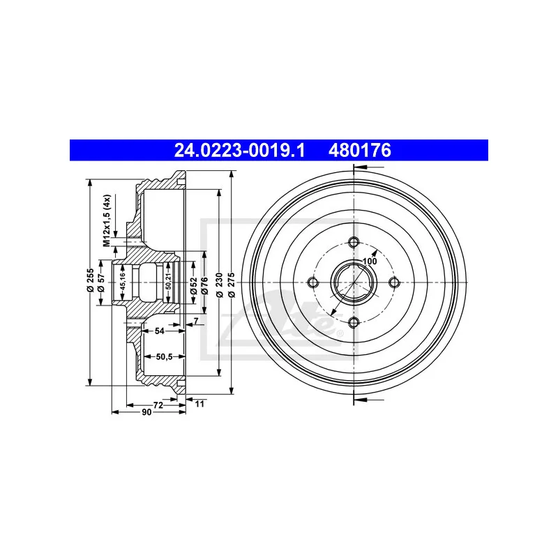 Tambour de frein ATE 24.0223-0019.1