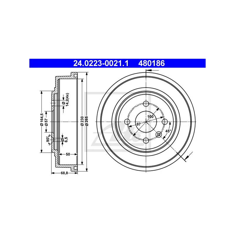 Tambour de frein ATE 24.0223-0021.1