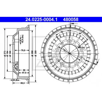 Tambour de frein ATE 24.0225-0004.1