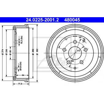 Tambour de frein ATE 24.0225-2001.2
