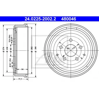 Tambour de frein ATE 24.0225-2002.2