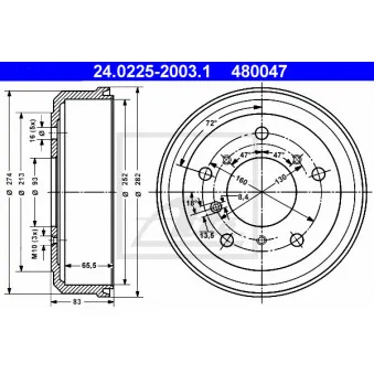 Tambour de frein ATE 24.0225-2003.1