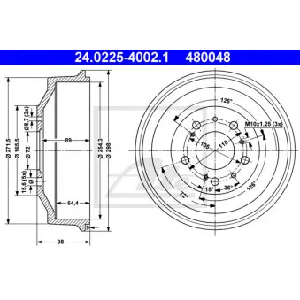 Tambour de frein ATE 24.0225-4002.1