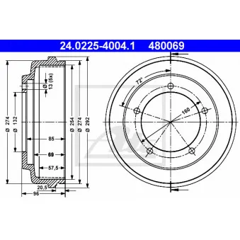 Tambour de frein ATE 24.0225-4004.1