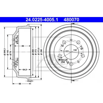 Tambour de frein ATE 24.0225-4005.1