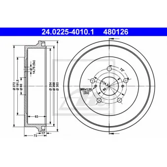 Tambour de frein ATE 24.0225-4010.1