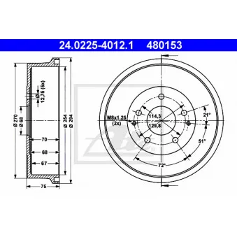 Tambour de frein ATE 24.0225-4012.1