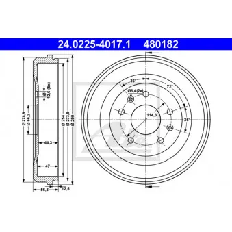Tambour de frein ATE 24.0225-4017.1