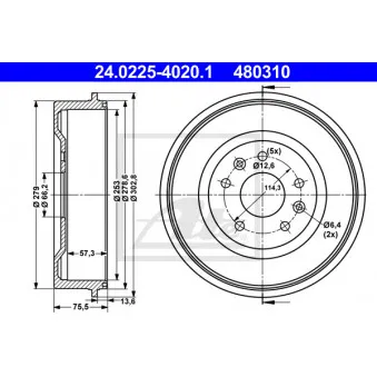 Tambour de frein ATE 24.0225-4020.1