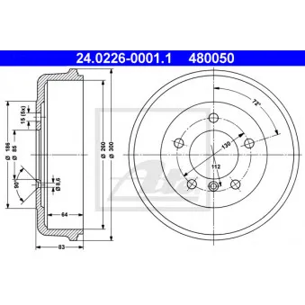Tambour de frein ATE 24.0226-0001.1