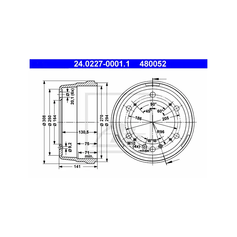 Tambour de frein ATE 24.0227-0001.1
