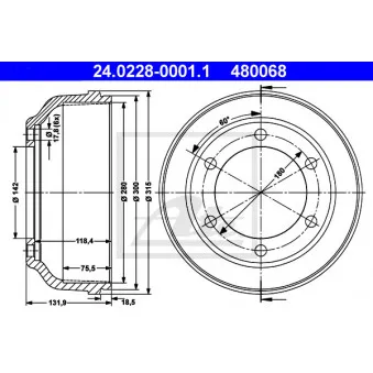 Tambour de frein ATE 24.0228-0001.1