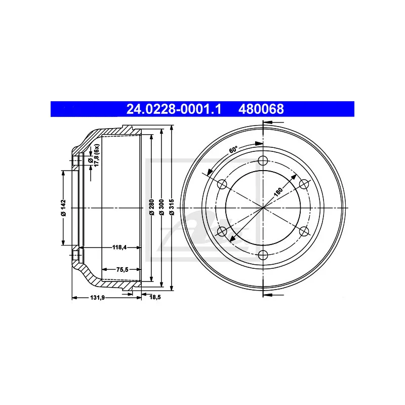 Tambour de frein ATE 24.0228-0001.1