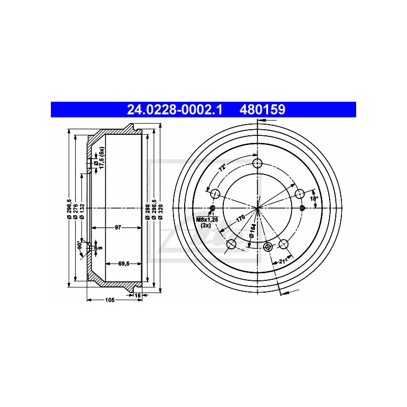 Tambour de frein ATE 24.0228-0002.1