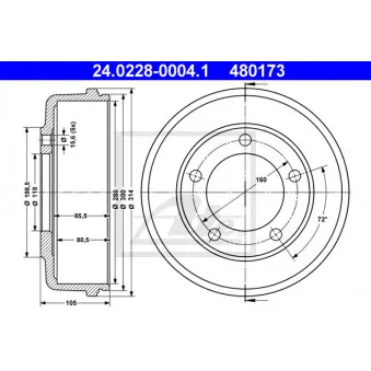 Tambour de frein ATE 24.0228-0004.1