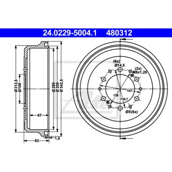 Tambour de frein ATE 24.0229-5004.1