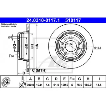 Jeu de 2 disques de frein arrière ATE 24.0310-0117.1