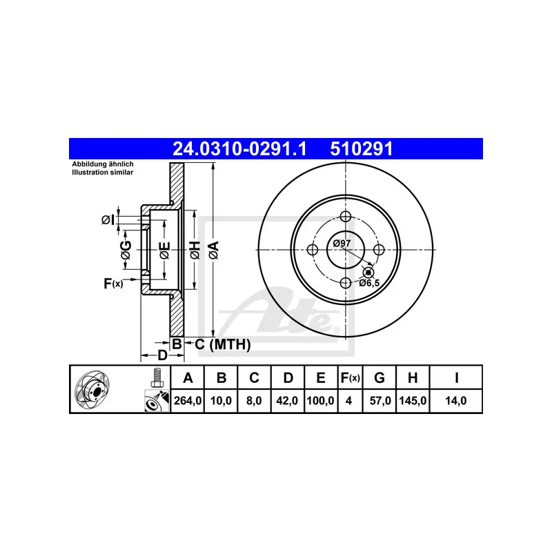 Jeu de 2 disques de frein arrière ATE 24.0310-0291.1