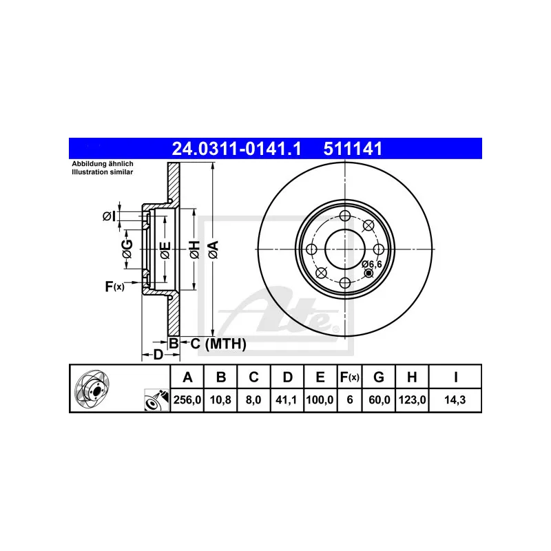 Jeu de 2 disques de frein avant ATE 24.0311-0141.1
