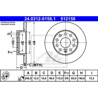 Jeu de 2 disques de frein arrière ATE 24.0312-0158.1