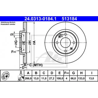 Jeu de 2 disques de frein avant ATE 24.0313-0184.1