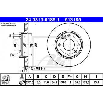 Jeu de 2 disques de frein avant ATE 24.0313-0185.1