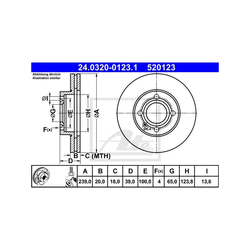 Jeu de 2 disques de frein avant ATE 24.0320-0123.1