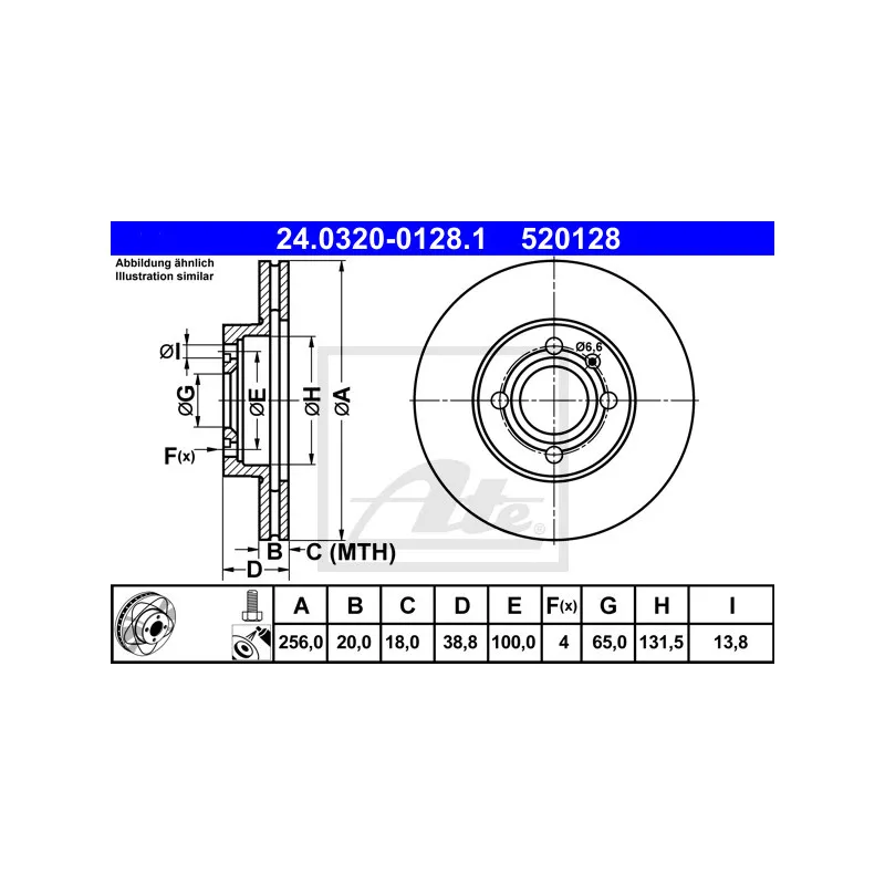 Jeu de 2 disques de frein avant ATE 24.0320-0128.1