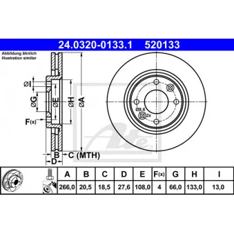 Jeu de 2 disques de frein avant ATE 24.0320-0133.1