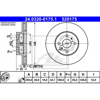 Jeu de 2 disques de frein avant ATE 24.0320-0175.1