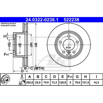 Jeu de 2 disques de frein avant ATE 24.0322-0238.1