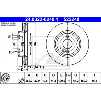 Jeu de 2 disques de frein avant ATE 24.0322-0248.1